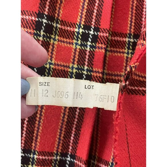 Vintage Young Pendleton Girls Size 11-12 Red Wool Tartan Plaid Pleated Skirt - Picture 13 of 13